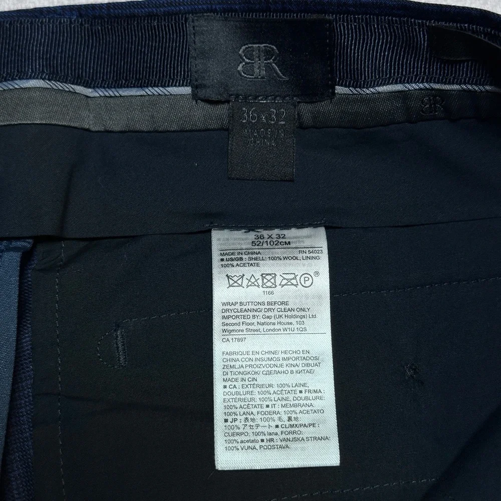 Banana Republic Dress Pants 36x32 Vitale Barberis‎ Canonico Wool Glen Plaid Navy